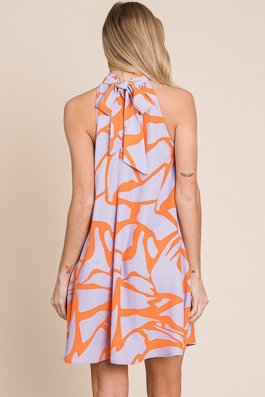 Resort Style Plus Halter Neck Tie Sundress