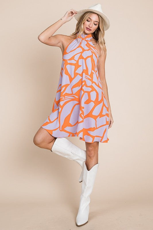 Resort Style Plus Halter Neck Tie Sundress