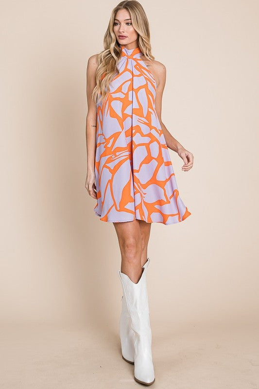 Resort Style Plus Halter Neck Tie Sundress