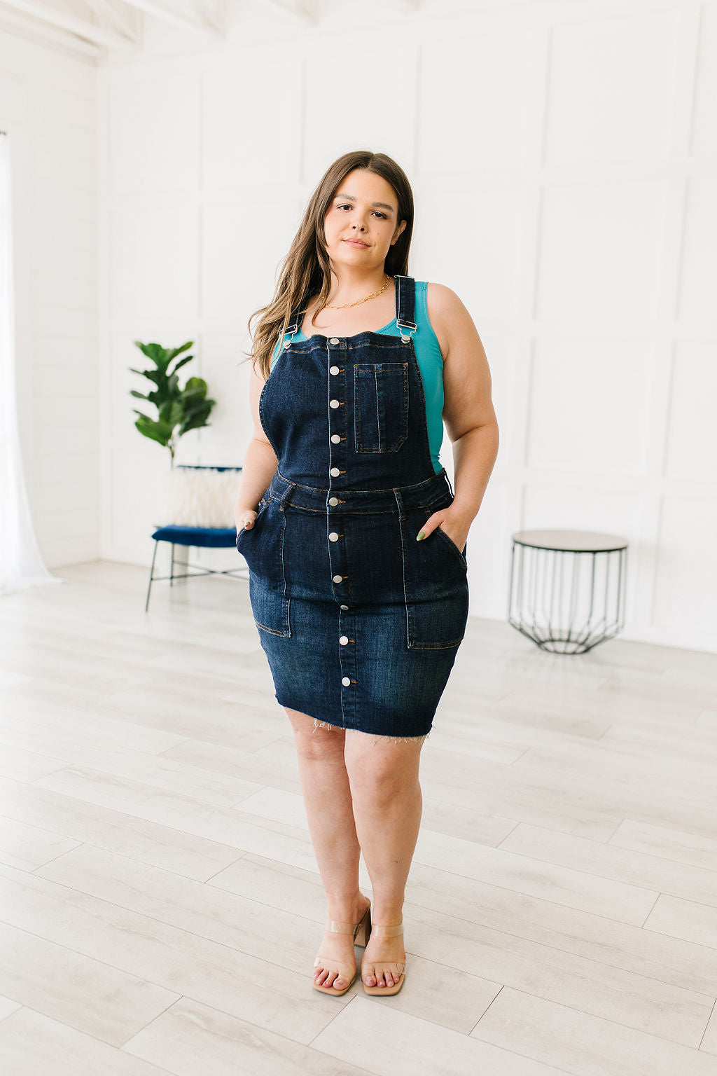 Overall dress denim outfit best sale