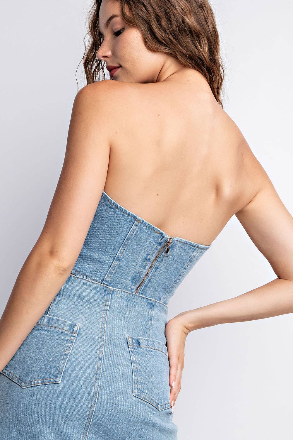 It Girl Split Denim Corset Top