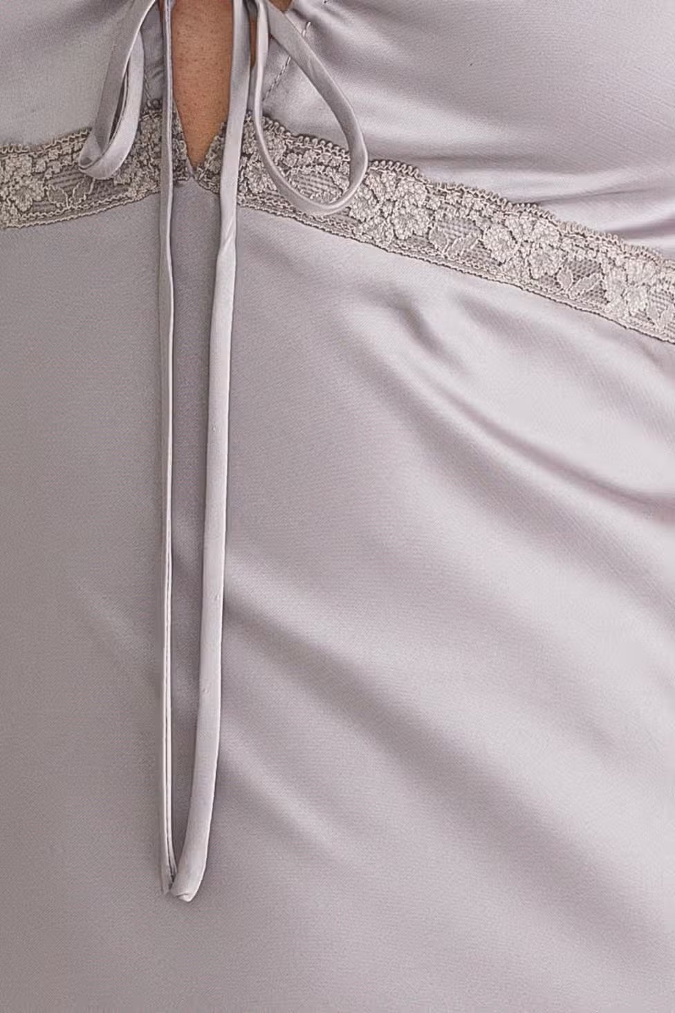 Story of My Life Lace Trim Maxi Satin Dress