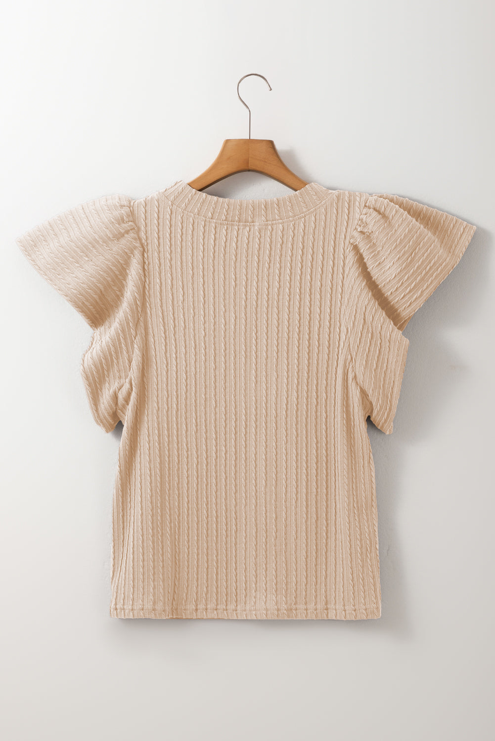 Fly Away Texture Round Neck Cap Sleeve Top