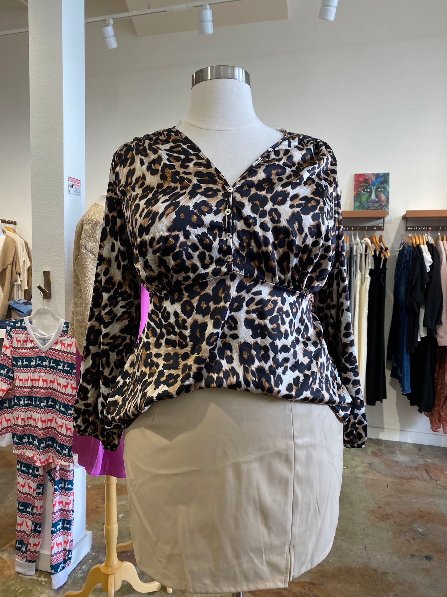 Glad You Came Satin Animal Babydoll Blouse