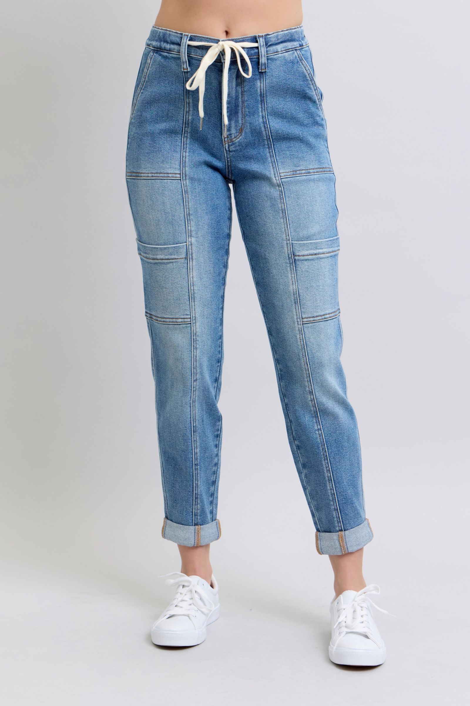 Clayton High Rise Cuffed Cargo Denim Jogger – Opulence