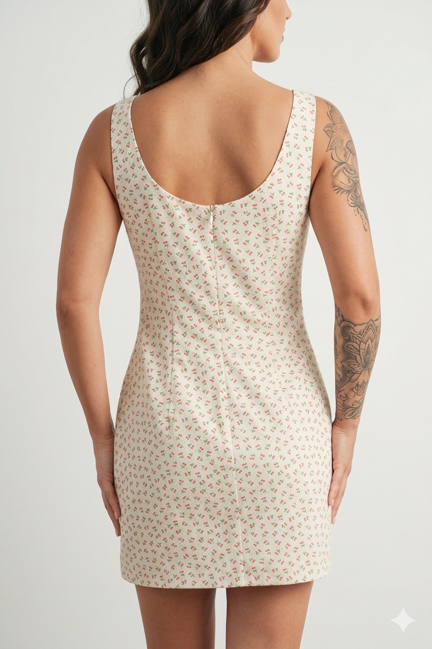 She Blossoms Drawstring Mini Dress