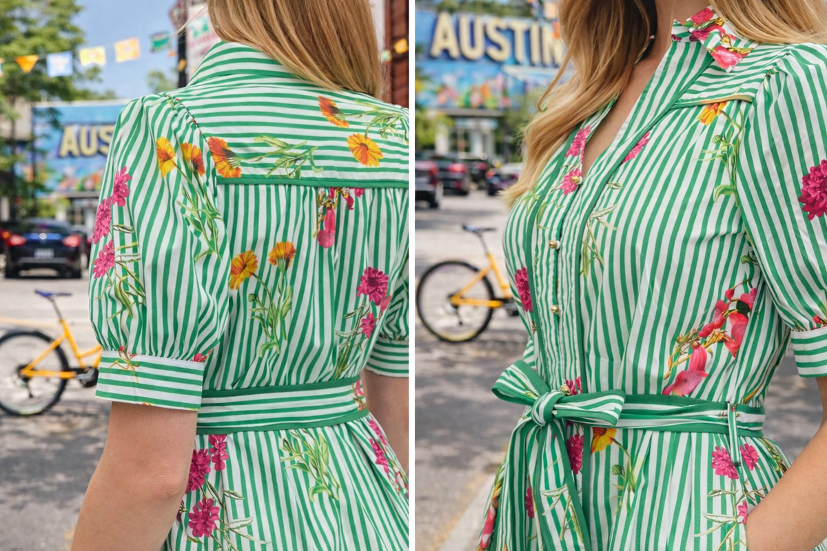Luck or Something Floral Stripe Tie Mini Dress