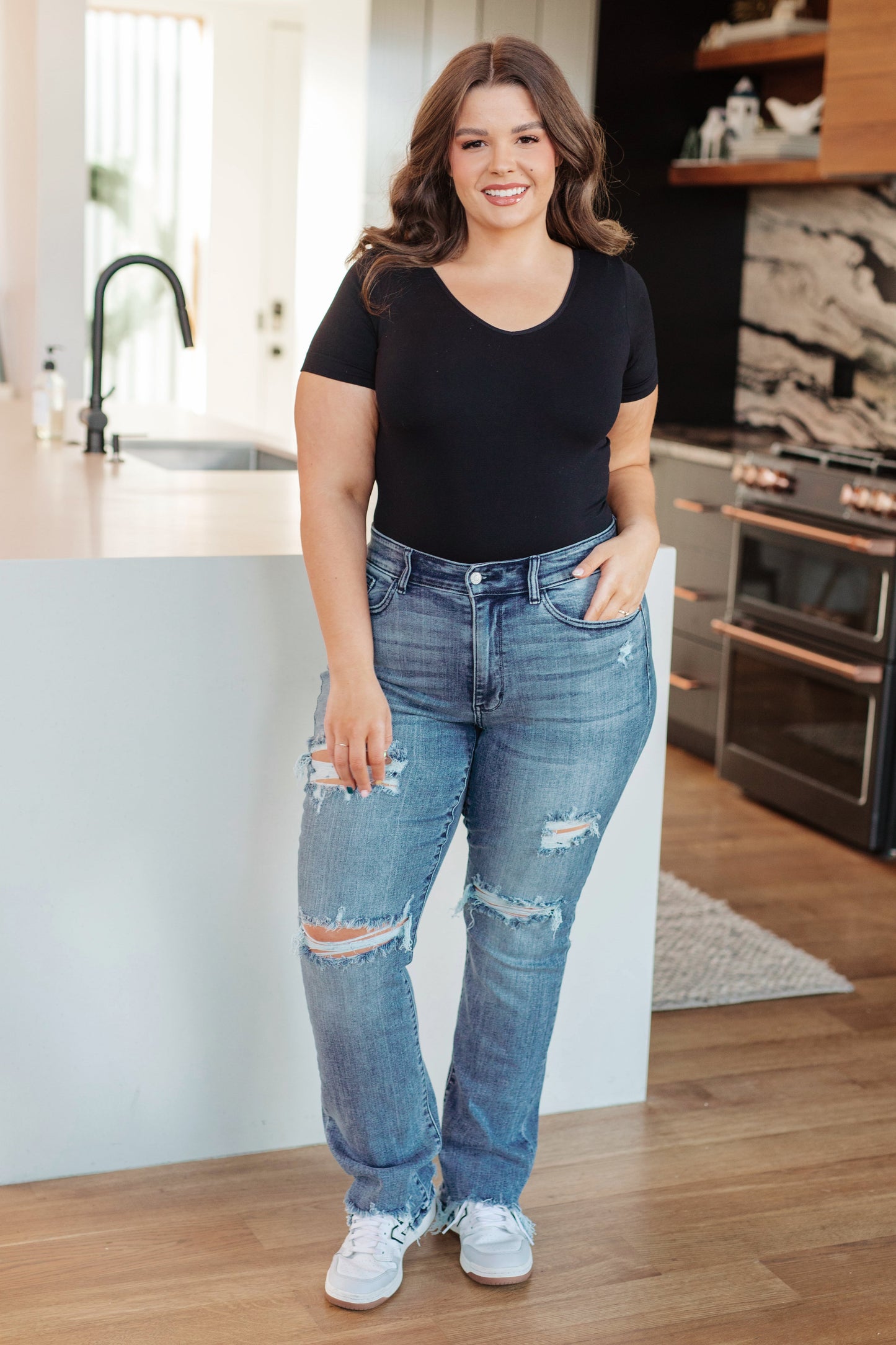 O'Hara Destroyed Straight Jeans (PLUS ONLY)