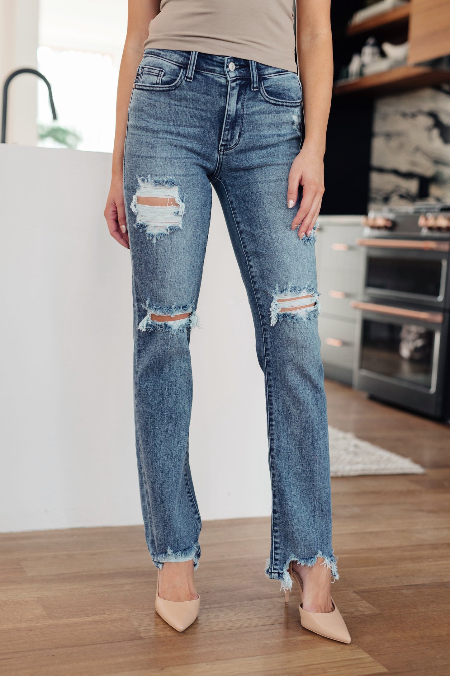 O'Hara Destroyed Straight Jeans (PLUS ONLY)