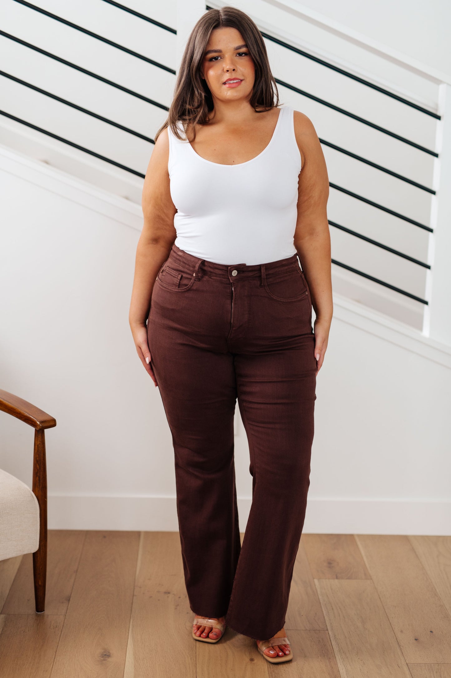 Sienna PLUS High Rise Tummy Control Flare Jeans in Espresso