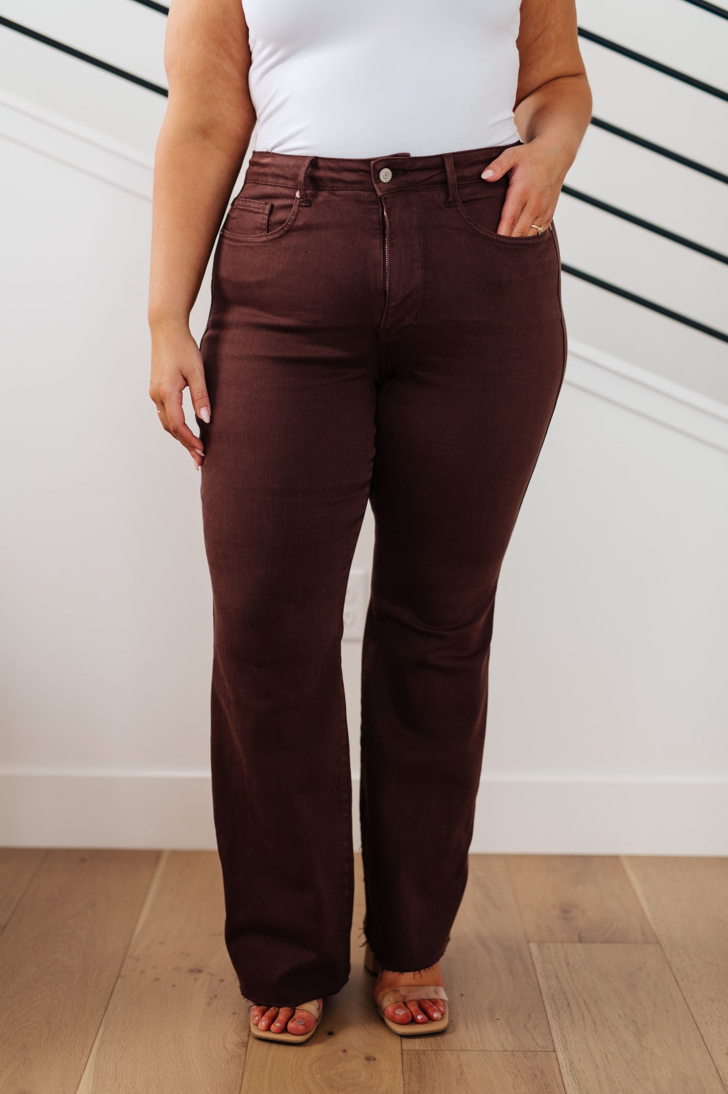 Sienna PLUS High Rise Tummy Control Flare Jeans in Espresso