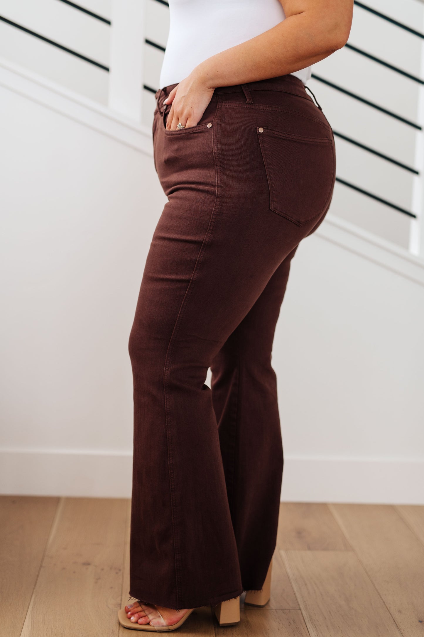 Sienna PLUS High Rise Tummy Control Flare Jeans in Espresso