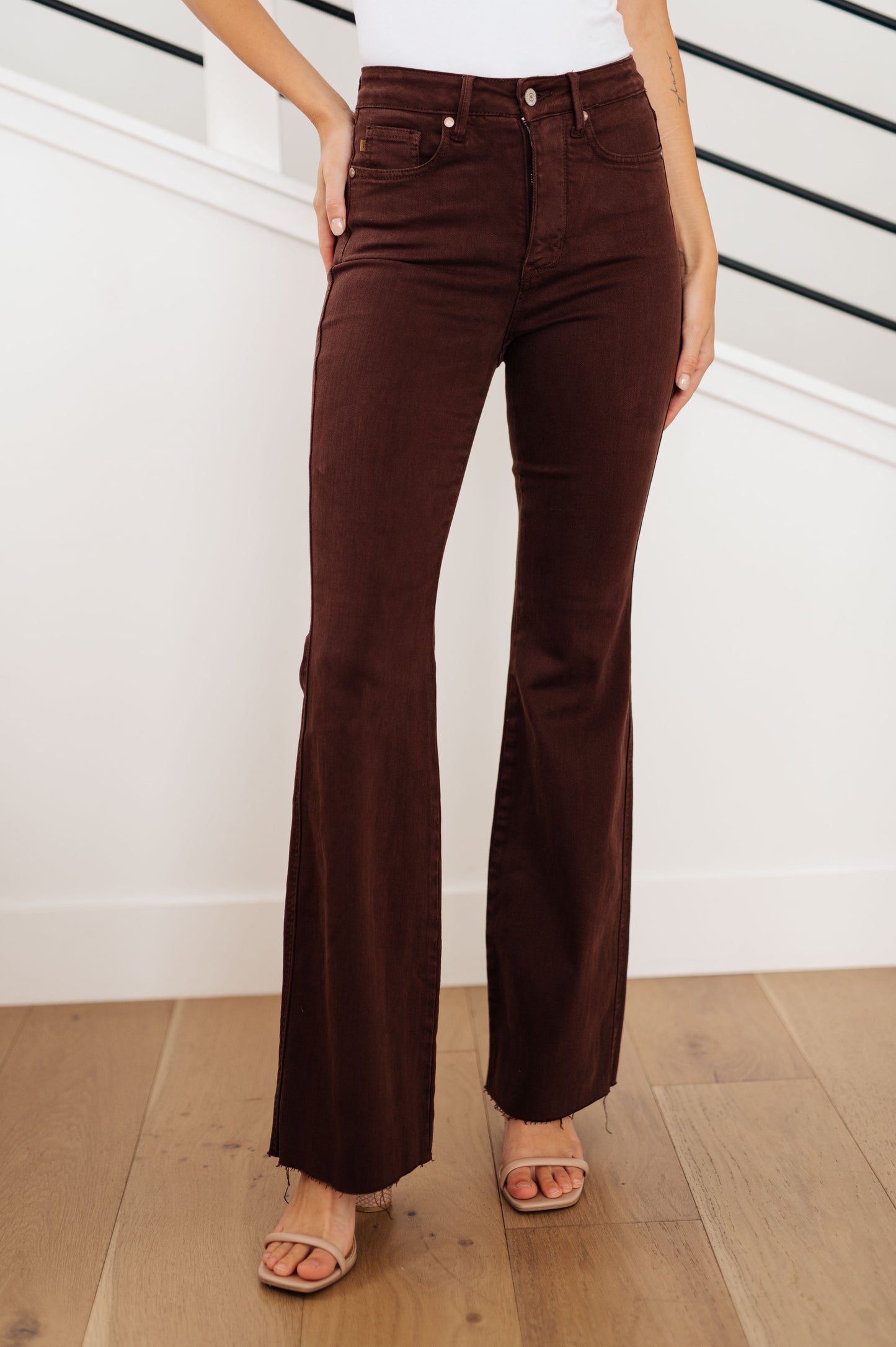 Sienna PLUS High Rise Tummy Control Flare Jeans in Espresso
