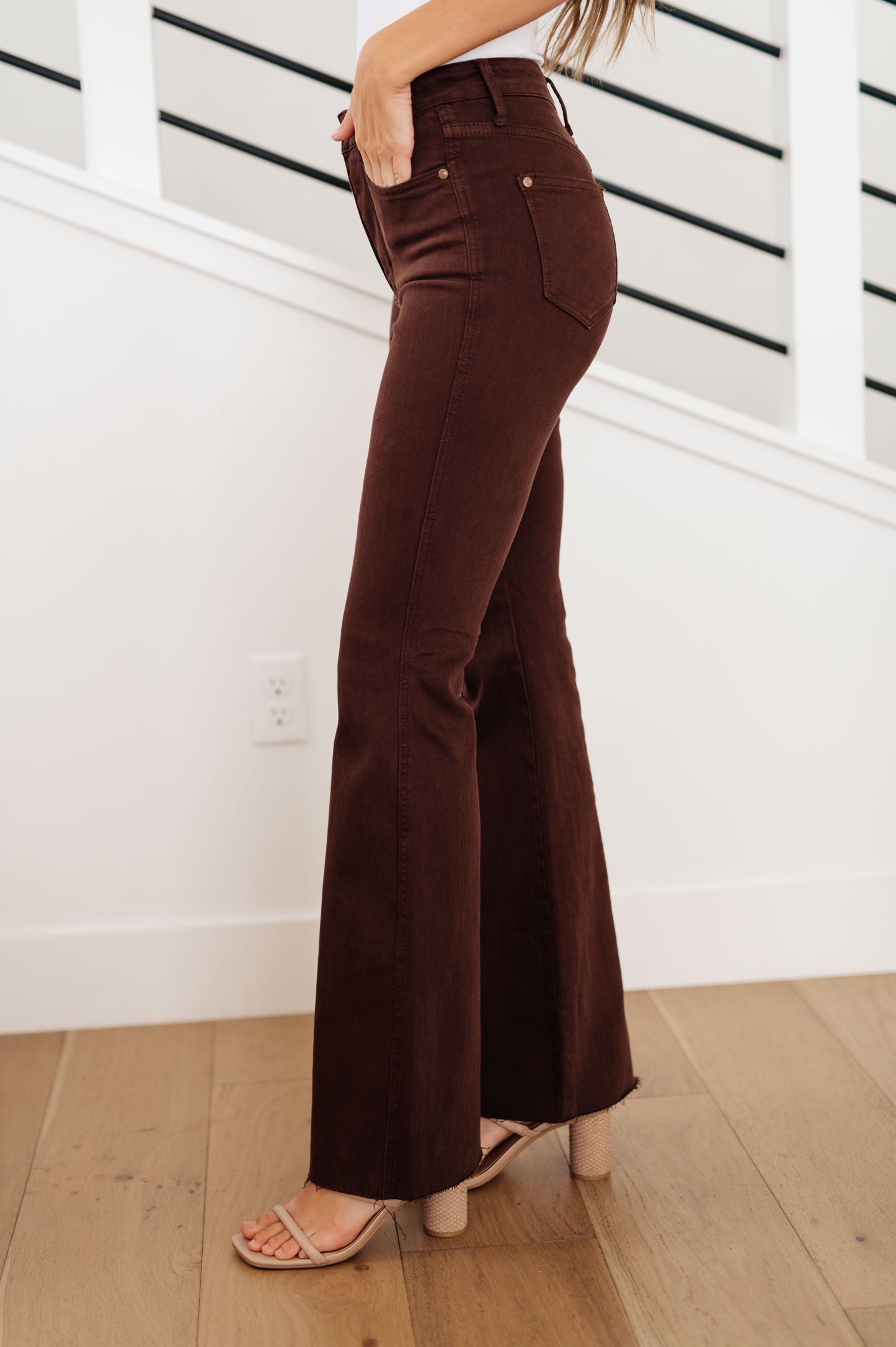 Sienna PLUS High Rise Tummy Control Flare Jeans in Espresso