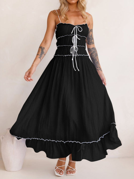 Rosé Sunset Ruched Maxi Dress