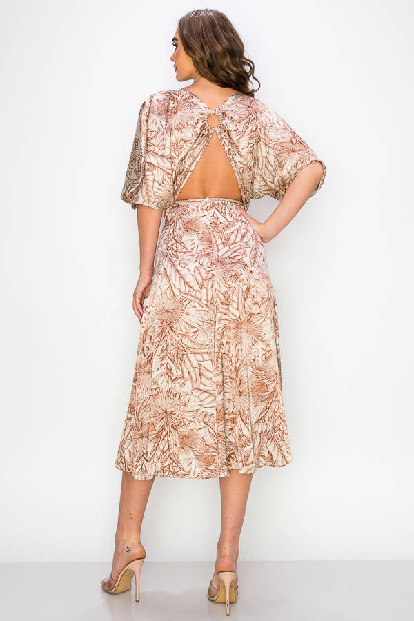 Teach Me MULTI COLOR PATTERNED MIDI DRESS