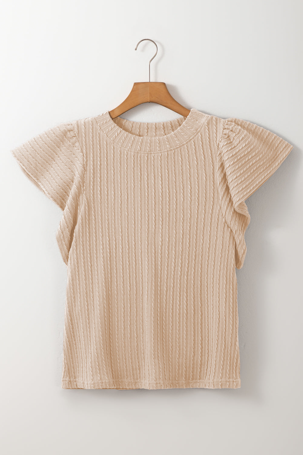 Fly Away Texture Round Neck Cap Sleeve Top