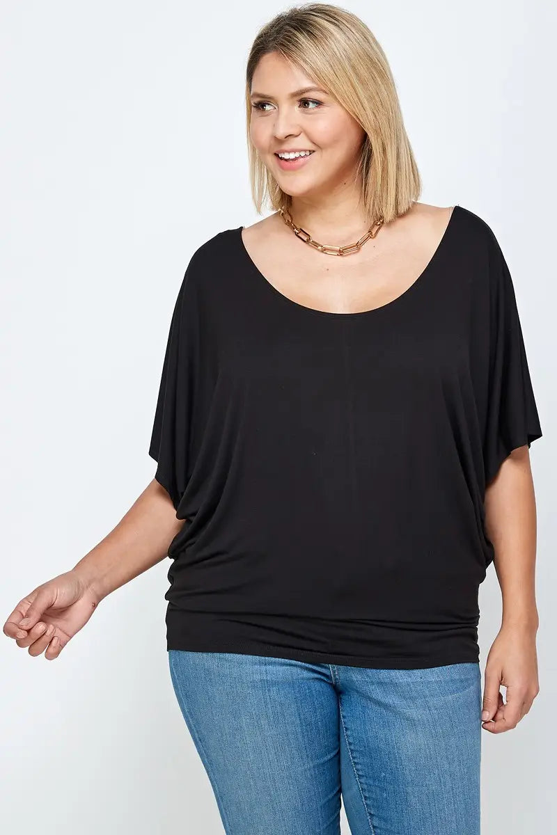 Solid Dolman Drape Top
