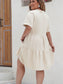 Plus Size Lace Detail Notched Short Sleeve Dress