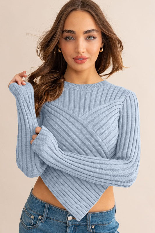 Not Sorry Asymmetrical Hem Sweater Top