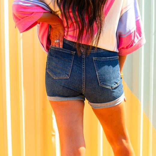 Judy Blue Tummy Control Cuffed Shorts (Small - 3XL) - West Avenue