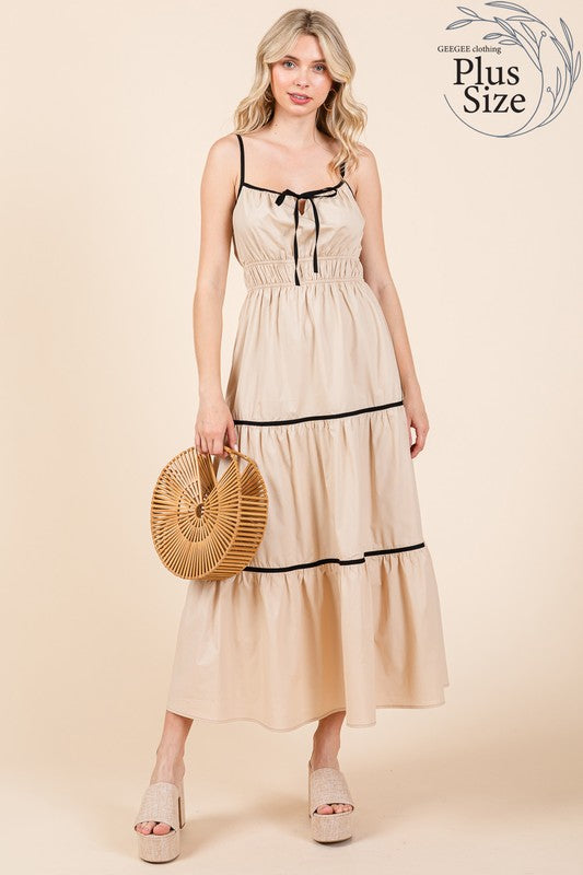 Plus Piping Detailed Midi Sundress