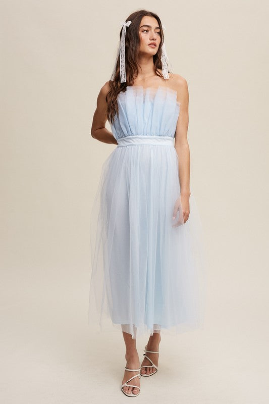 Bella Paper Bag Frill Tulle Maxi Dress