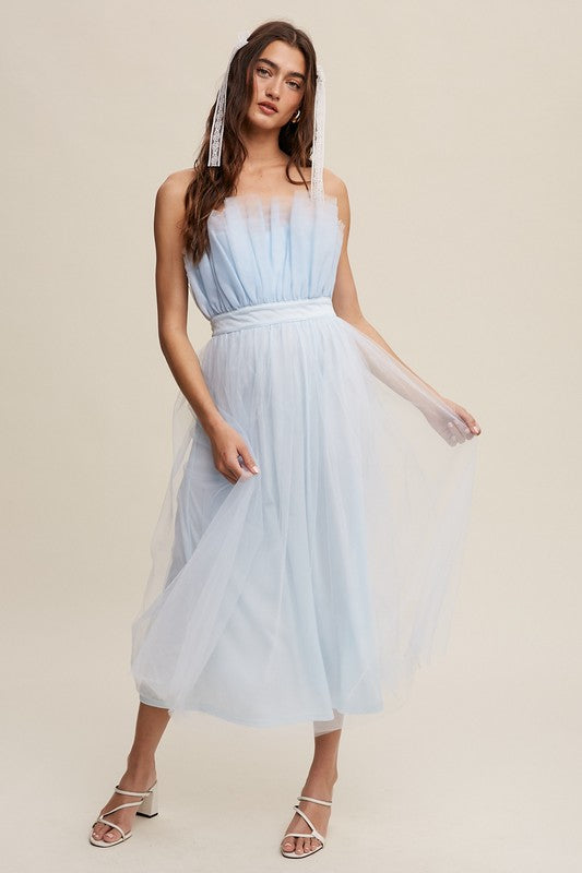 Bella Paper Bag Frill Tulle Maxi Dress