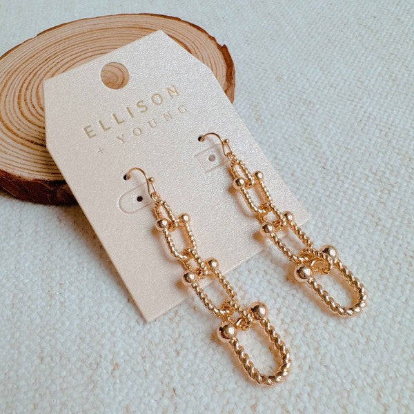 Cabled U Chain Drop Earrings