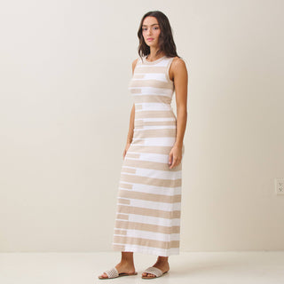Ruin the Friendship Striped Colorblock Knit Vest & Midi Skirt Set in Sand