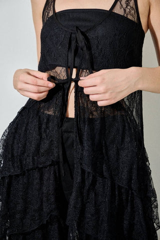 Aria Tiered Lace Ruffle Maxi Duster