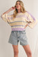 Julie Purple Striped Rib-Knit Cropped Top