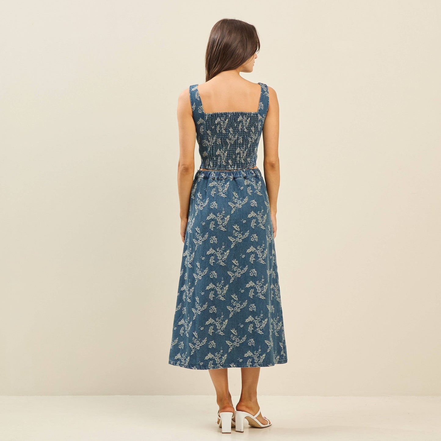 Vampire Floral denim top & skirt set