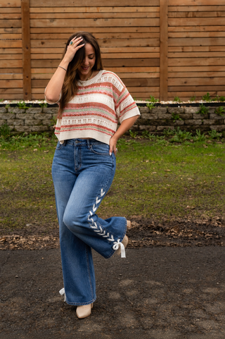 The Aurelia Multi-Stripe Open-Knit Luxe Sweater