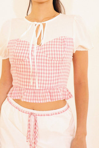 Gingham Sweetheart Peplum Blouse