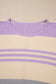 Julie Purple Striped Rib-Knit Cropped Top