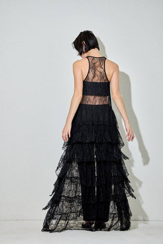 Aria Tiered Lace Ruffle Maxi Duster