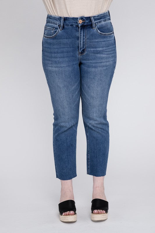 Delicate Plus Size High Rise Slim Straight Jeans