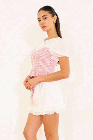 Gingham Sweetheart Peplum Blouse