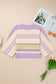 Julie Purple Striped Rib-Knit Cropped Top