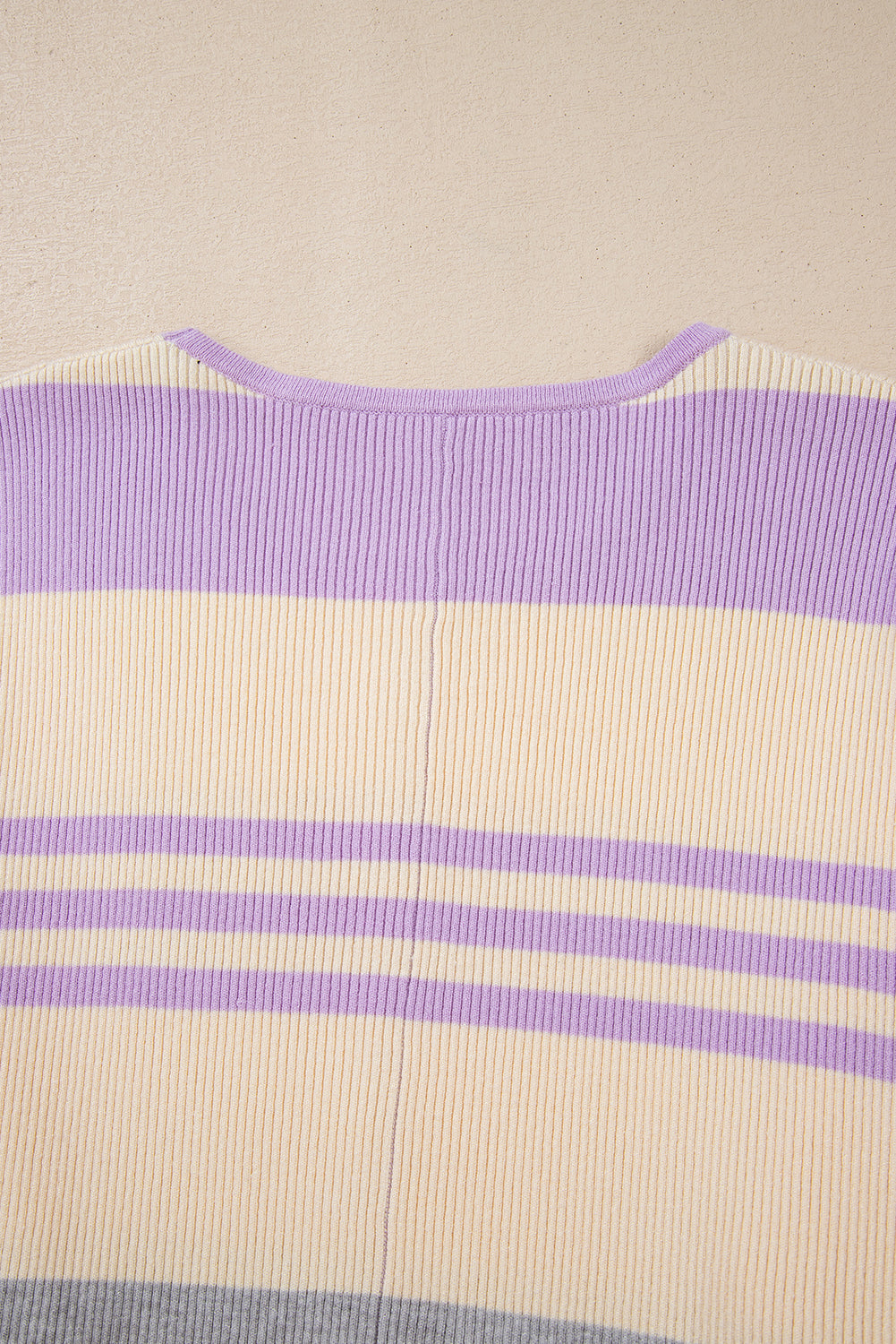 Julie Purple Striped Rib-Knit Cropped Top