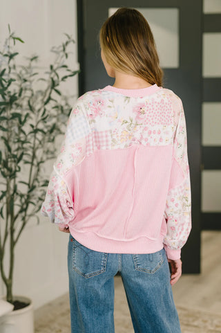Artistic Floral Patchwork Sweater Top