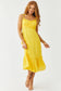 Just The Way You Are Tuscan Yellow Swiss Dot Tie Strap Midi Dress