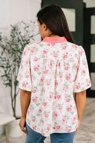 Blooming Season Split Neck Floral Blouse