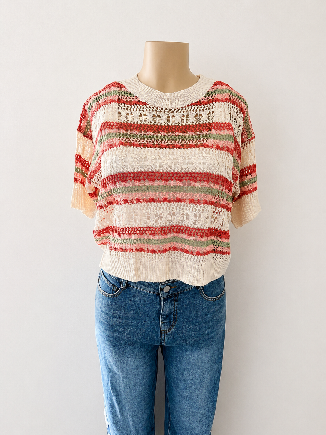 The Aurelia Multi-Stripe Open-Knit Luxe Sweater