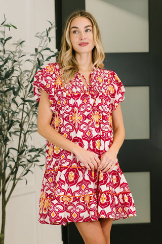 Don't You Go Away Balloon Sleeve Dress