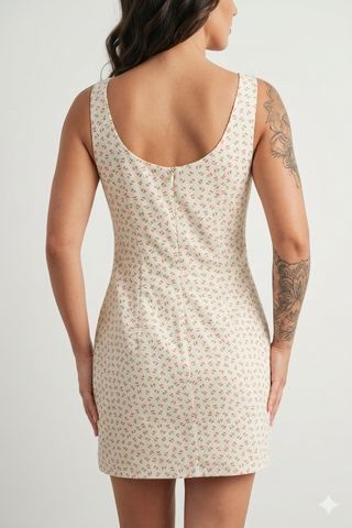 She Blossoms Drawstring Mini Dress