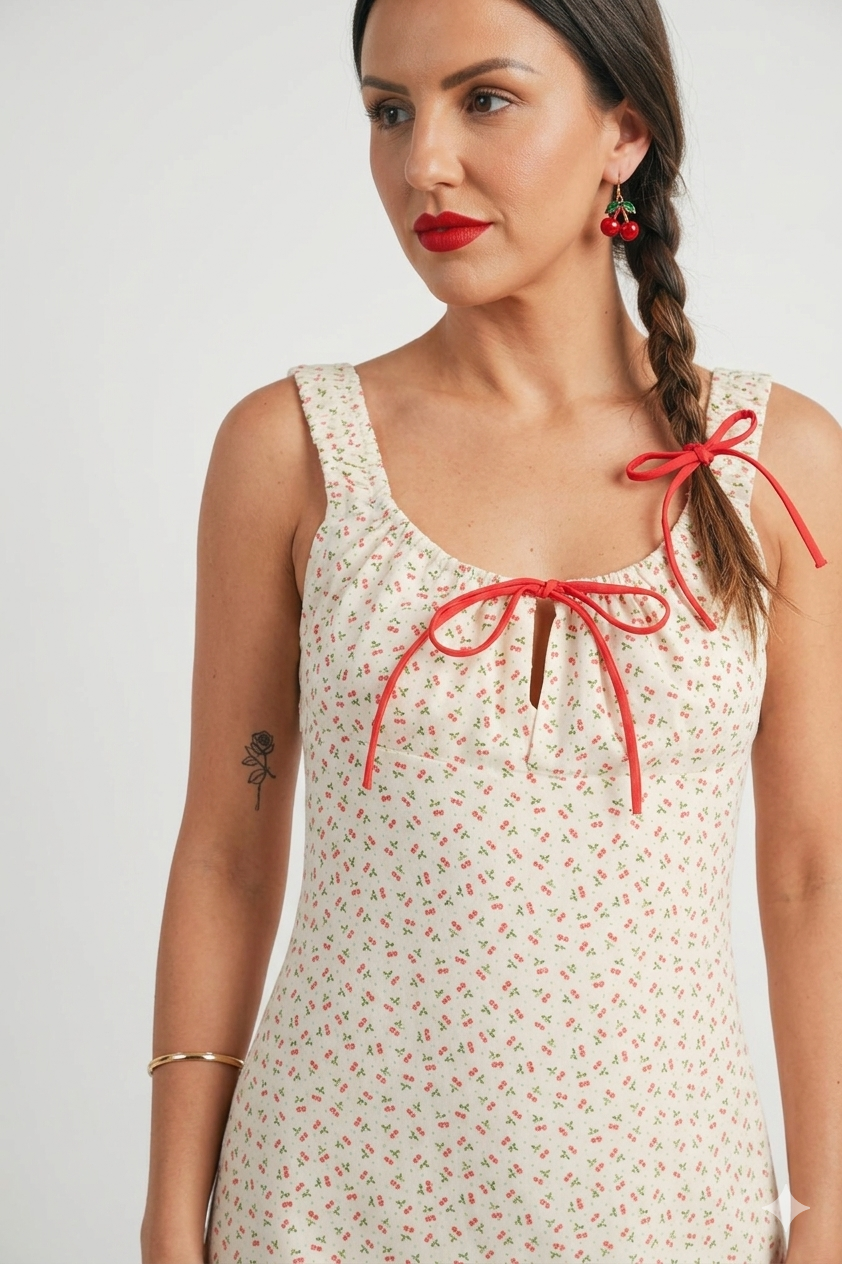 She Blossoms Drawstring Mini Dress