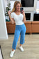 Lisa High Rise Tummy Control Wide Leg Crop Jeans in Sky Blue