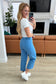 Lisa High Rise Tummy Control Wide Leg Crop Jeans in Sky Blue